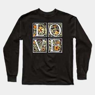 Simple Vintage Retro Floral Love Valentine Typography Long Sleeve T-Shirt